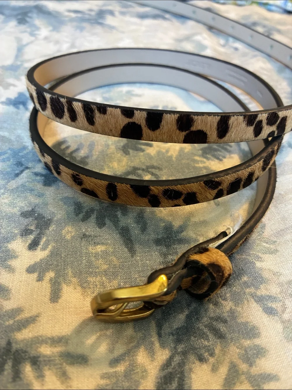 J. Crew Leopard Calf Hair Slim Belt XL